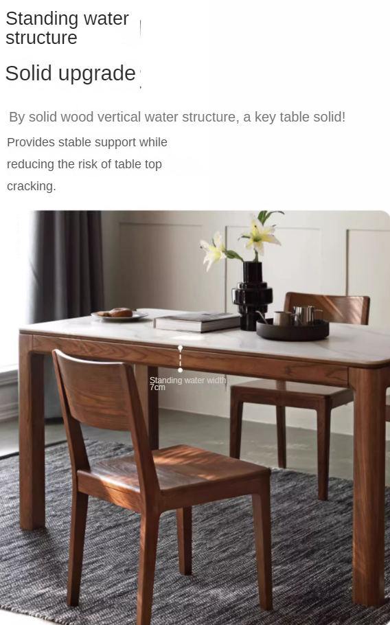 Ash Solid Wood Rock Plate Brown Dining Table