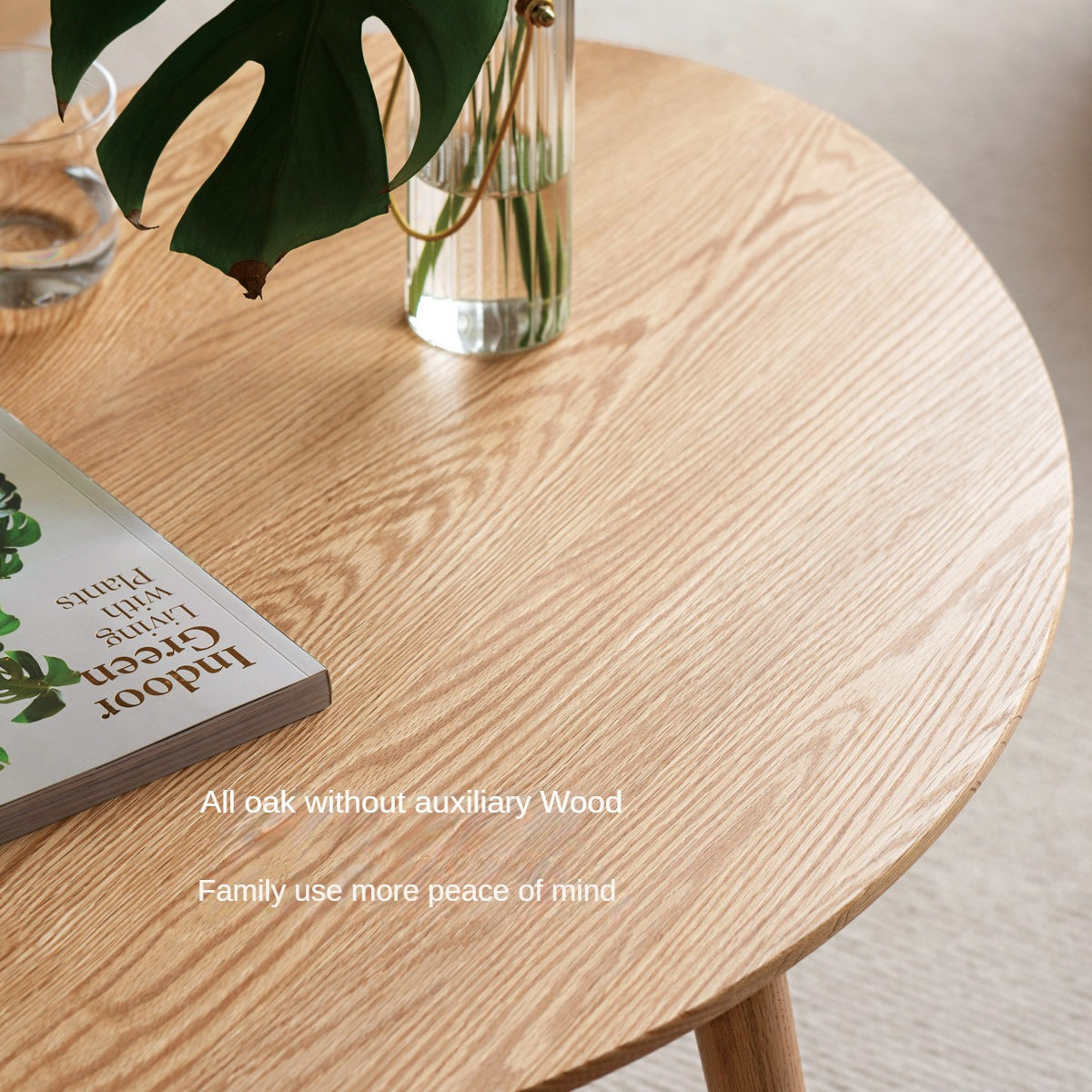 Solid Rubberwood, Oak Solid Wood Small Nordic Side Table