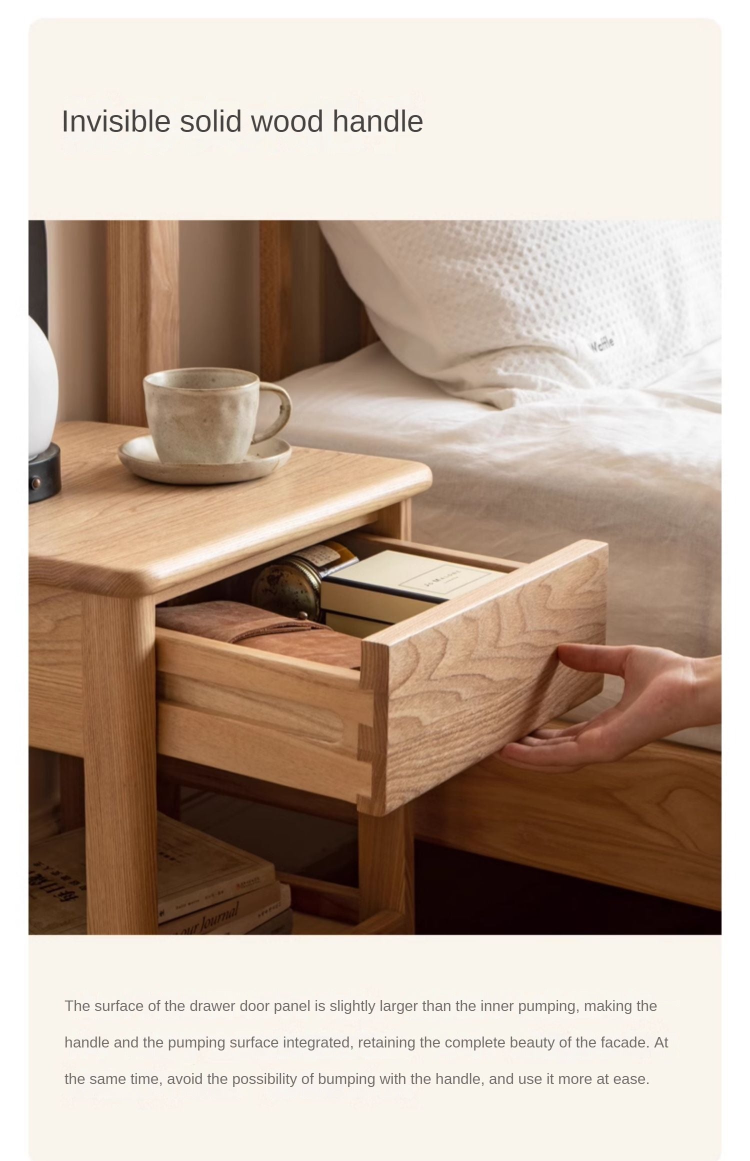 Ash Solid Wood Narrow Edge Nightstand