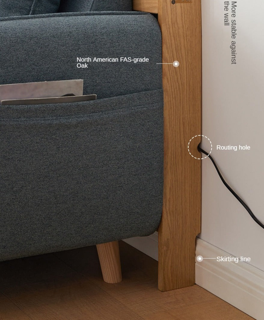 Oak Solid Wood Sofa Rear Storage Modern Wall Shelf