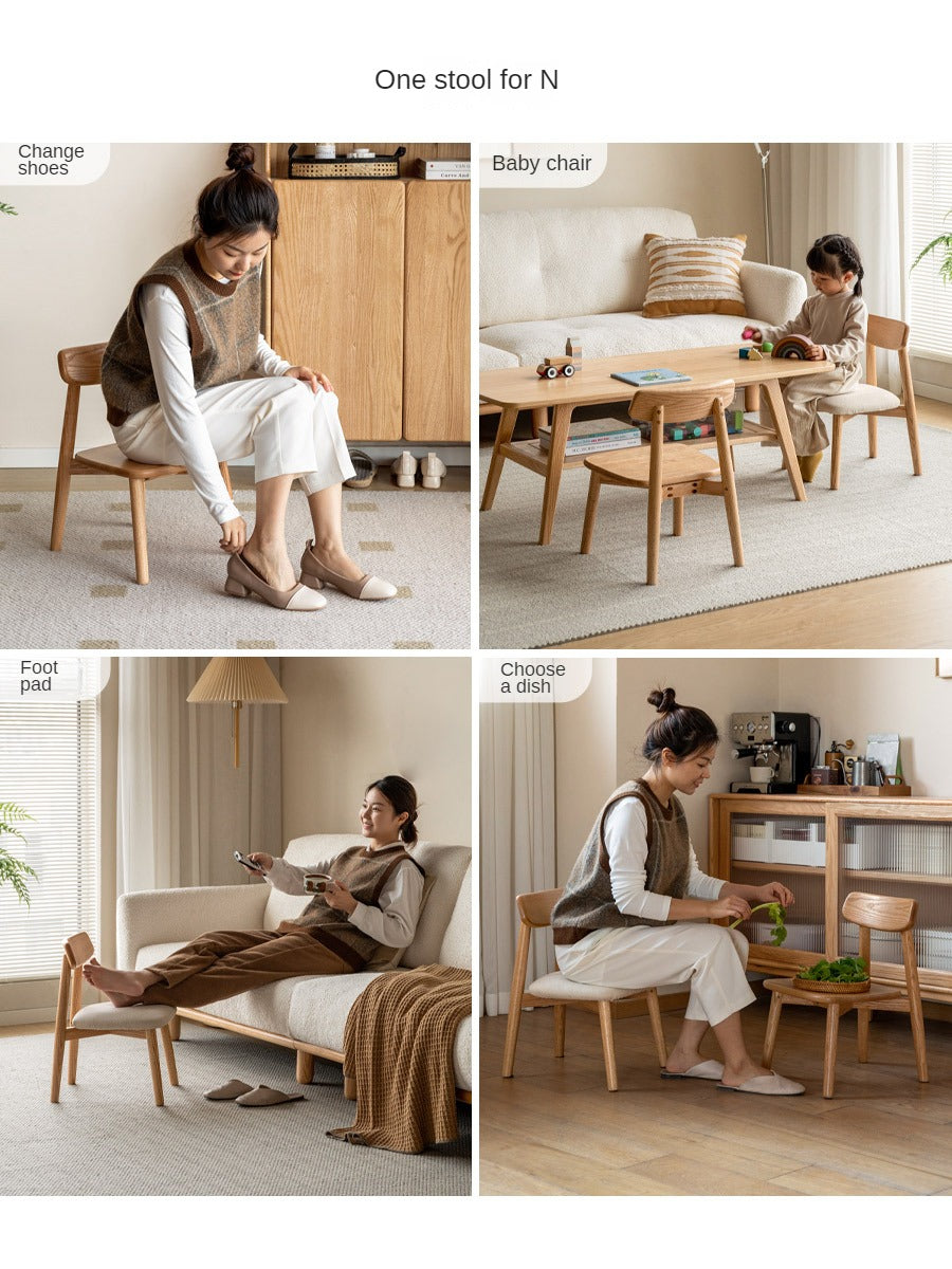 Oak Solid Wood Small Chair Children's Baby Chair.