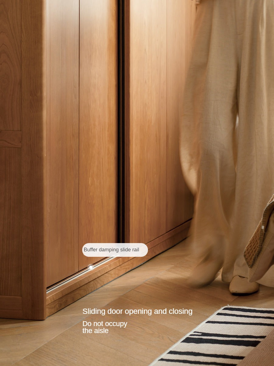 Cherry Wood Sliding Door Wardrobe.