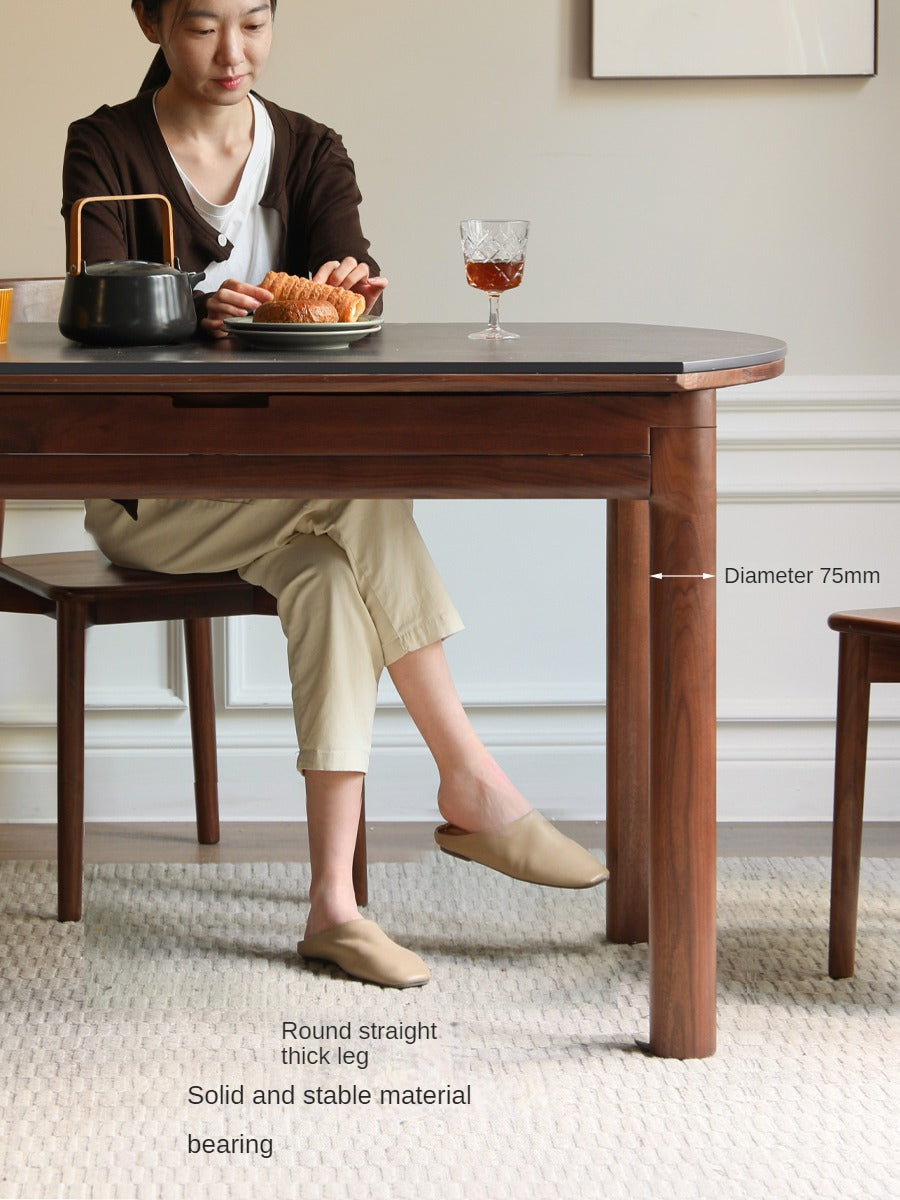 Black Walnut, Ash, Oak Solid Wood Folding Round Dining Table