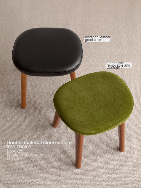Oak, Cherry Solid Wood Makeup Soft Stool.