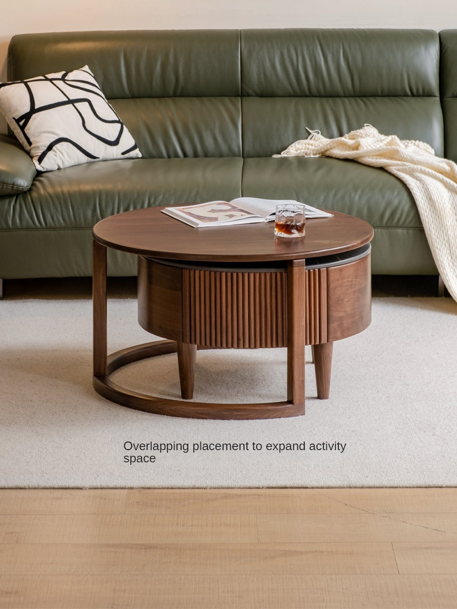 Black Walnut, Ash Solid Wood Combination Rock Plate Coffee Table