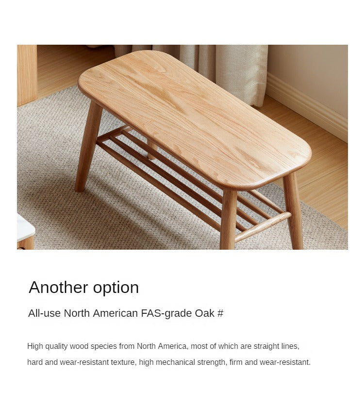 Oak, Solid Rubberwood Shoe Bench