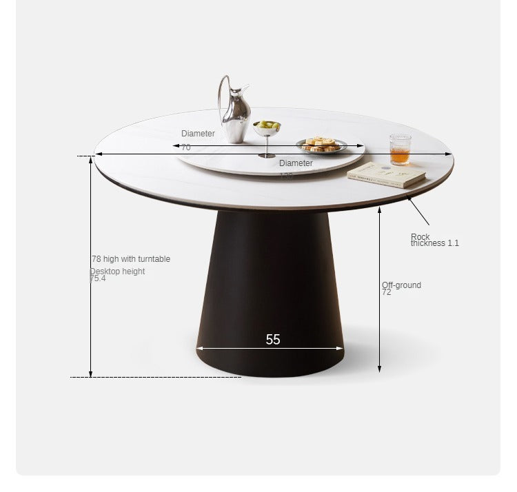 Black Walnut, Oak Solid Wood, Sandalwood Rock Slab Round Dining Table