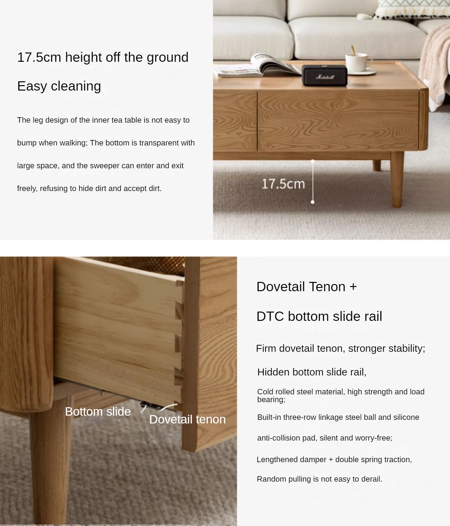 Ash Solid Wood Luxury Coffee Table