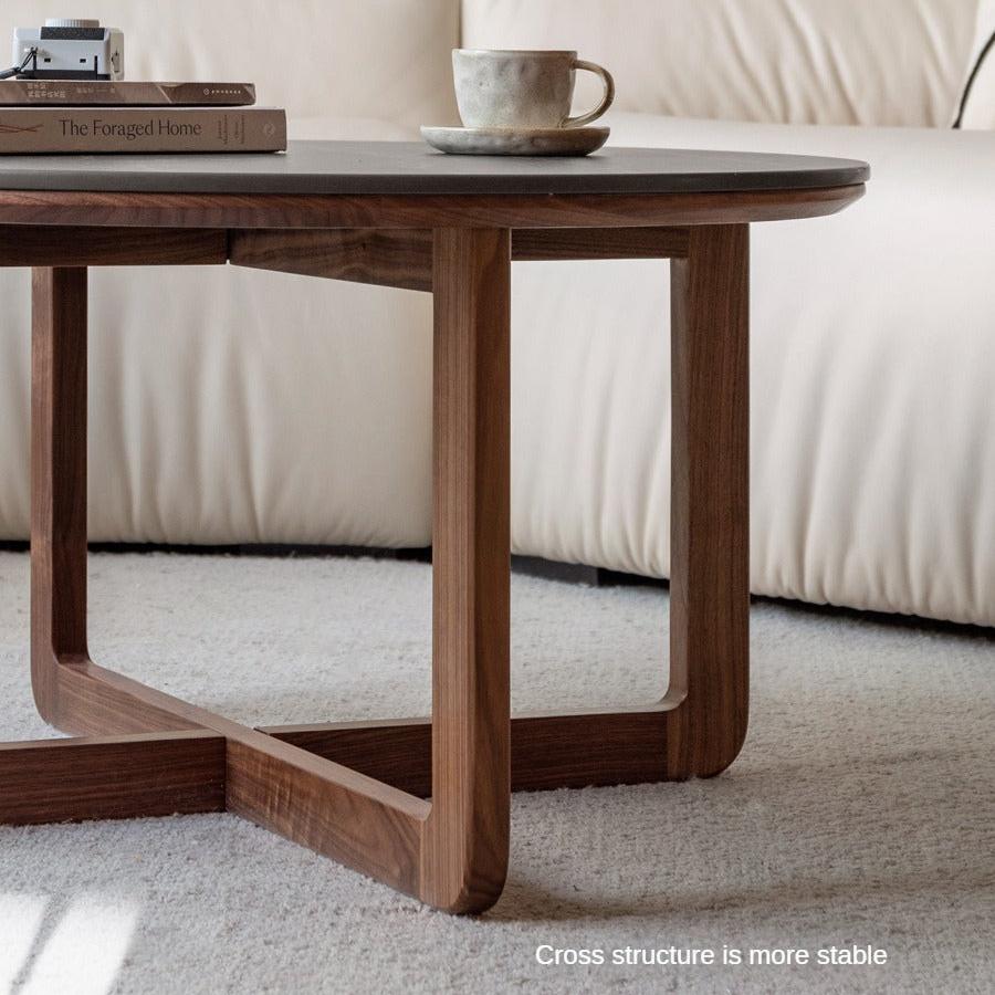 Black Walnut Solid Wood Combination Coffee Table Rock Surface