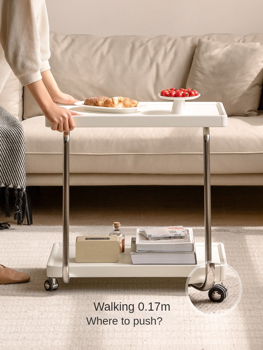 Solid RubberWood Edge Table C-type Mobile