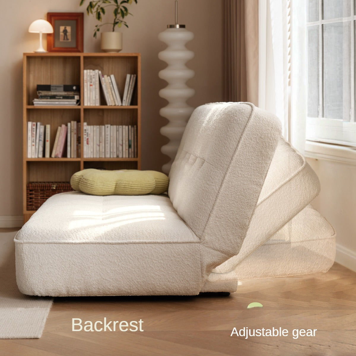 Fabric Sofa White Cream Style Sitting and Sleeping Sofa.