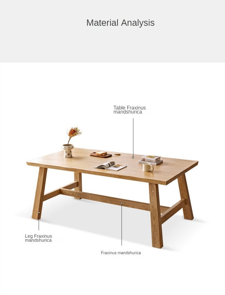 Ash Solid Wood Farmhouse Style Natural Edges Dining Table