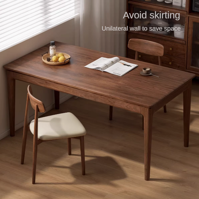 Black Walnut Solid Wood Rectangular Long Dining Table