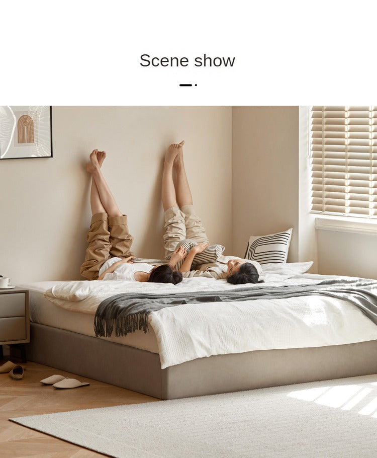 Technology cloth box platform bed, headboard-free bed