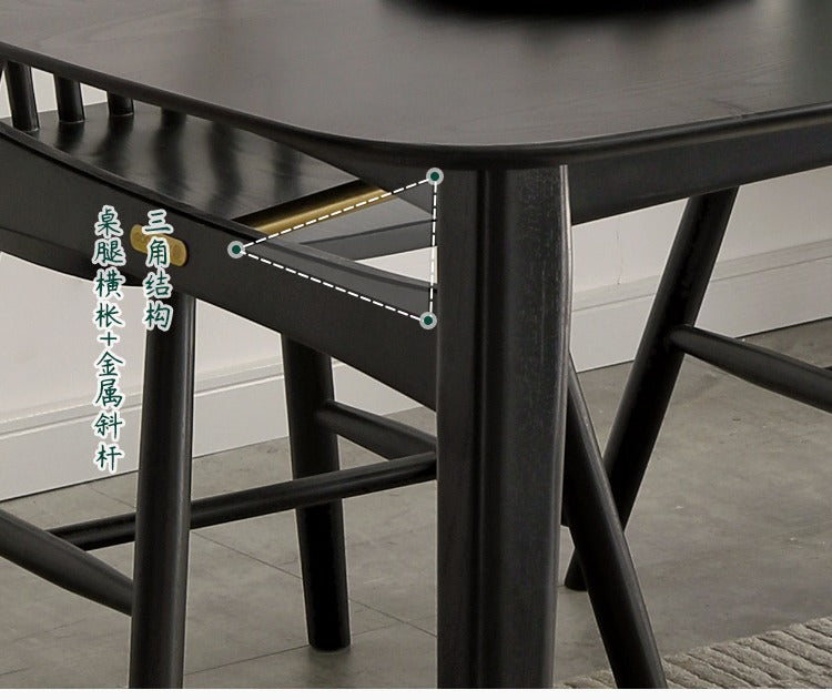 Oak Solid Wood Light Luxury Italian Black Dining Table"