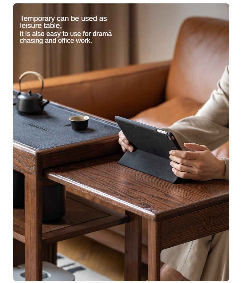 Oak, Ash Solid Wood Retractable Tea Table Tea Maker Integrated