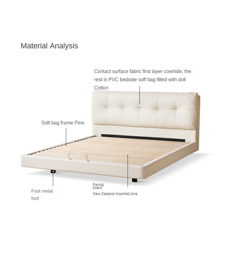 Genuine Leather Cream Suspended Bed