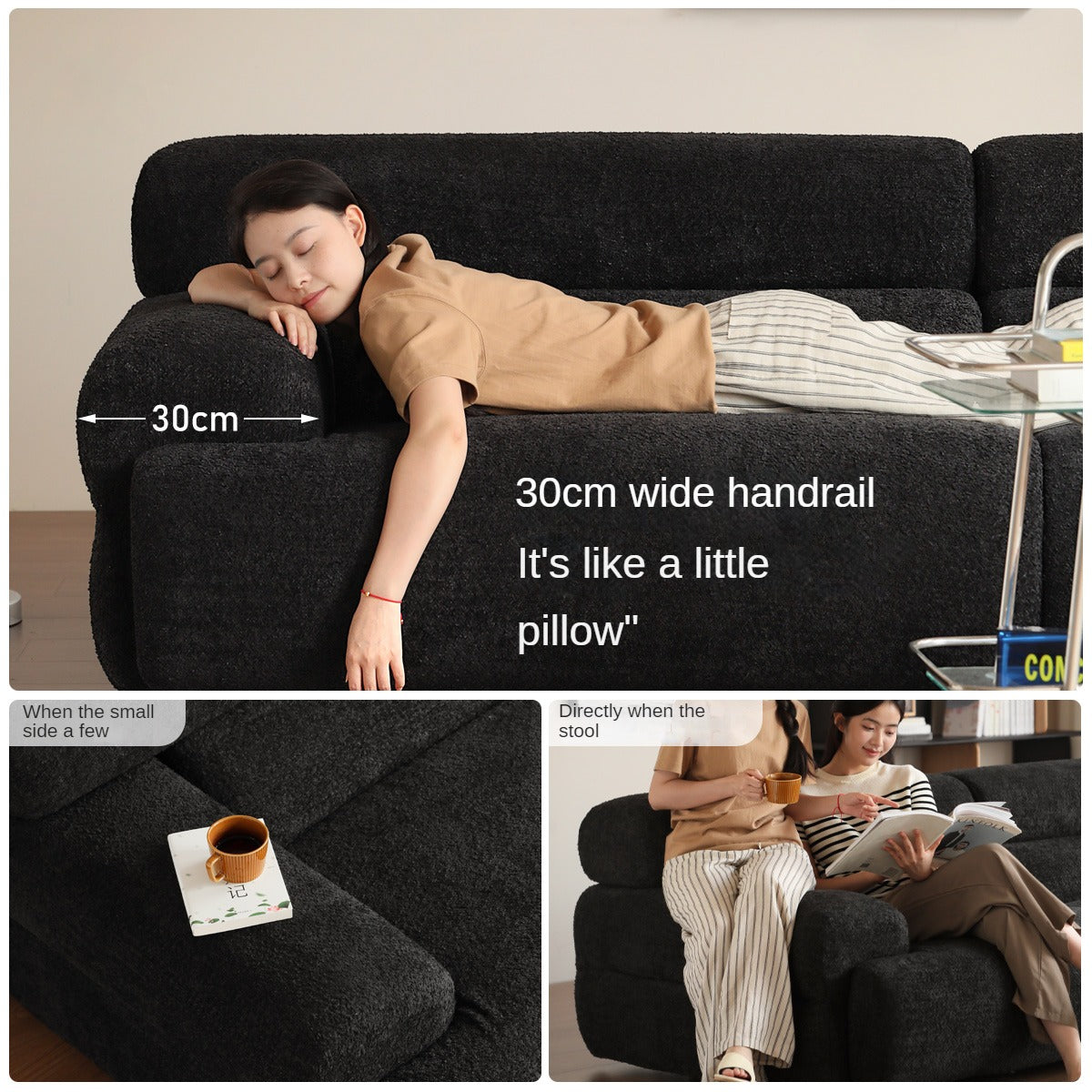Fabric Sofa French Retro Three-seat Straight Sofa.