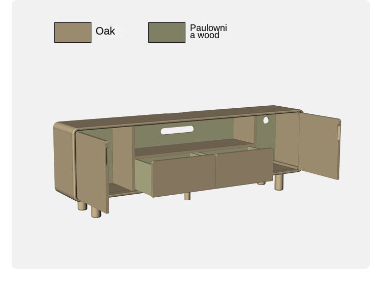 Oak Solid Wood Tall TV Cabinet.