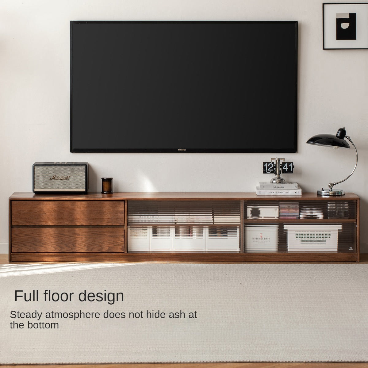 Oak, Solid Rubberwood TV Wall Cabinet.