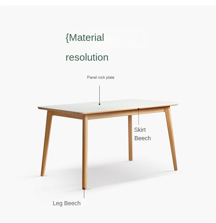 Beech Solid Wood Dining Table With Rock Slab Surface
