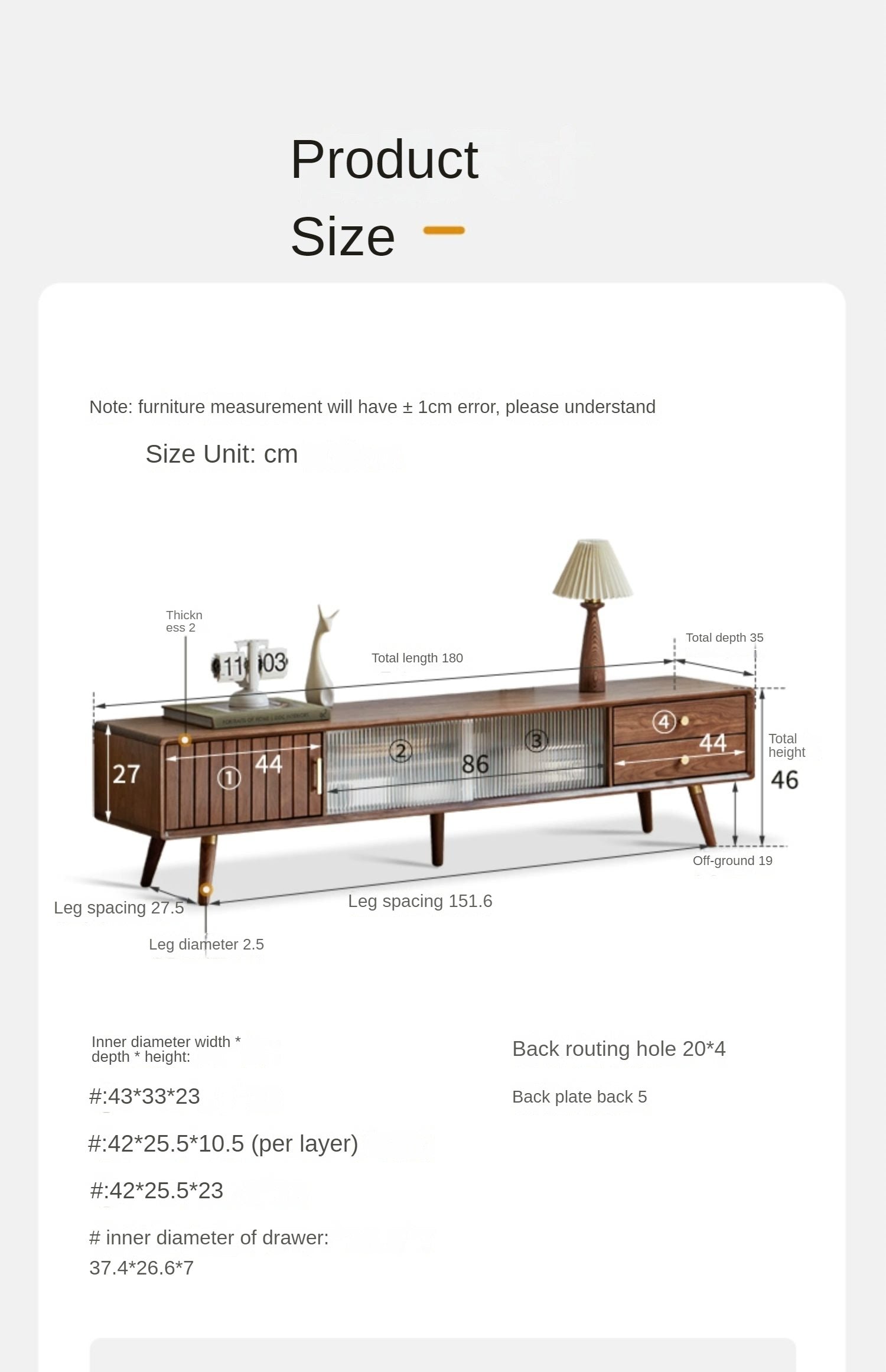Black Walnut Solid Wood Nordic TV Cabinet.