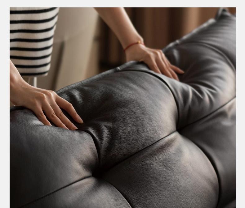 Genuine Leather Oversized Tufted Deep-Cushion Sofa