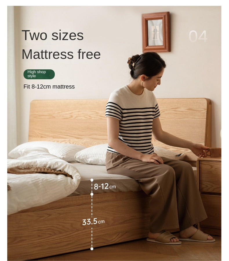 Oak,Rubberwood Solid Wood Box Simple Bed Log Style