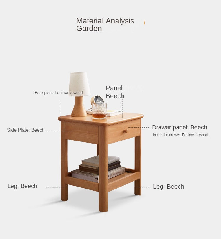 Beech Solid Wood Nightstand.