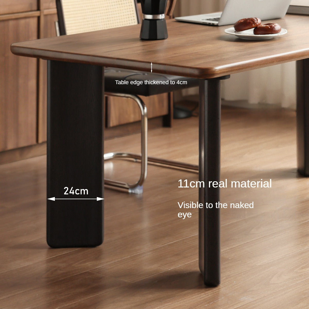 Black Walnut Solid Wood Light Luxury Rectangular Dining Table