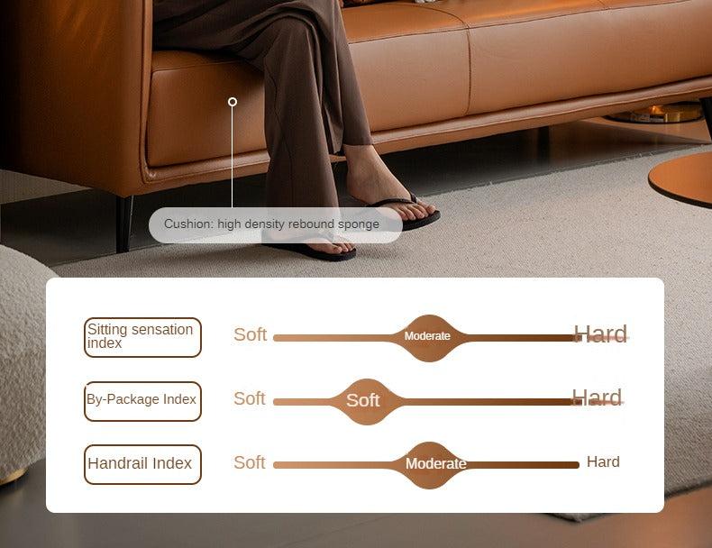 Leather Italian Minimalist Top Layer Cowhide Sofa.
