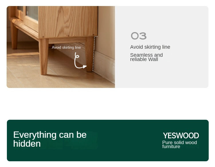Oak Solid Wood Sideboard Slide Door
