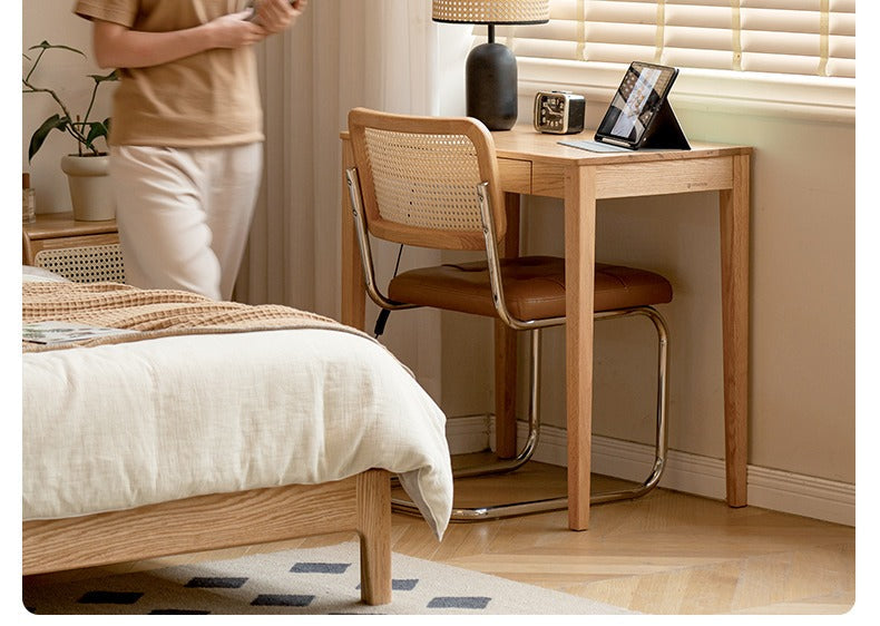 Solid Rubberwood, Oak Solid Wood Small Desk