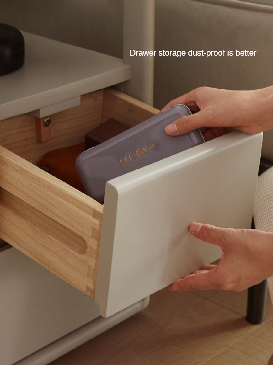 Poplar Solid Wood Side Table With Rock Slab Top