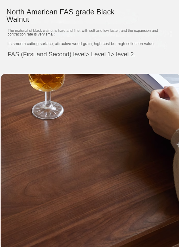 Black Walnut Solid Wood Rectangular Long Dining Table