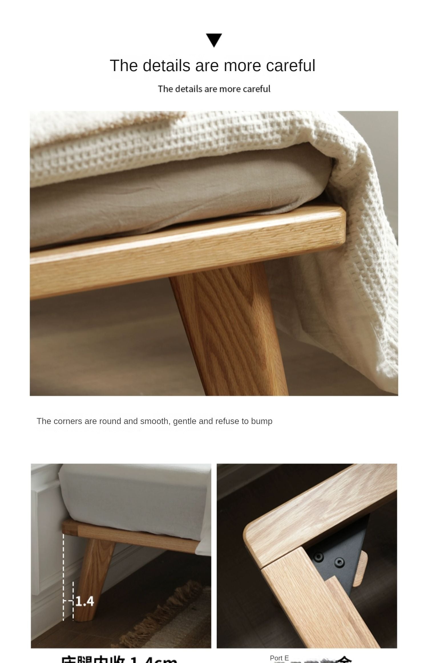 Oak solid wood tatami bed no headboard"