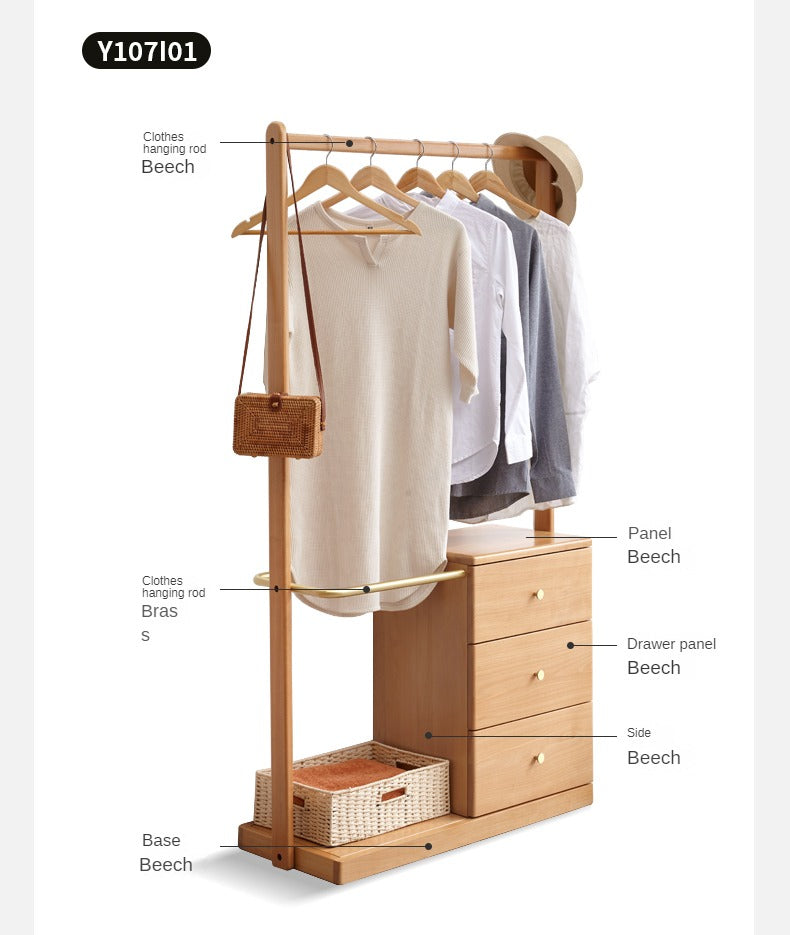 Oak Solid Wood Clothes Rack Hanger