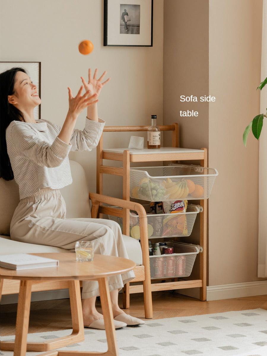 Oak, Beech Solid Wood Mobile Slate Trolley Storage