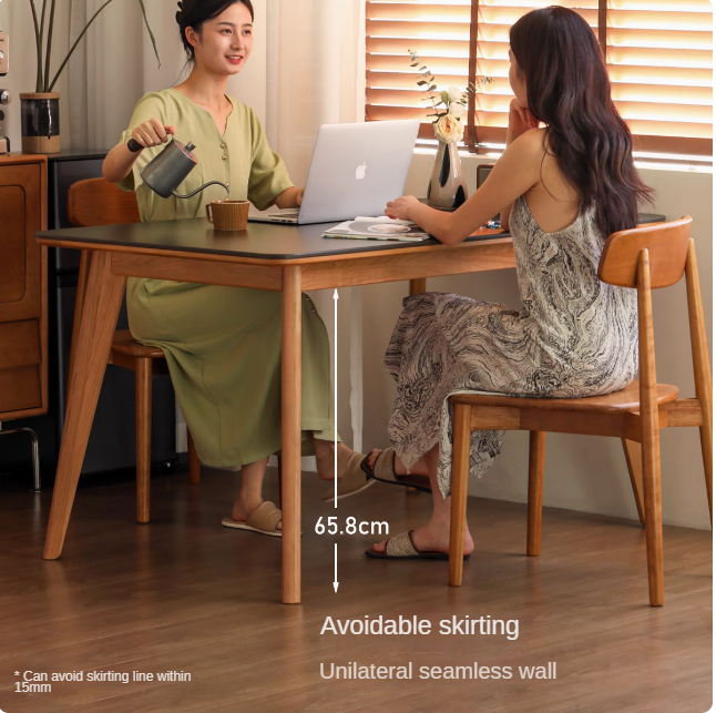 Cherry Solid Wood Retro Rock Plate Dining Table.