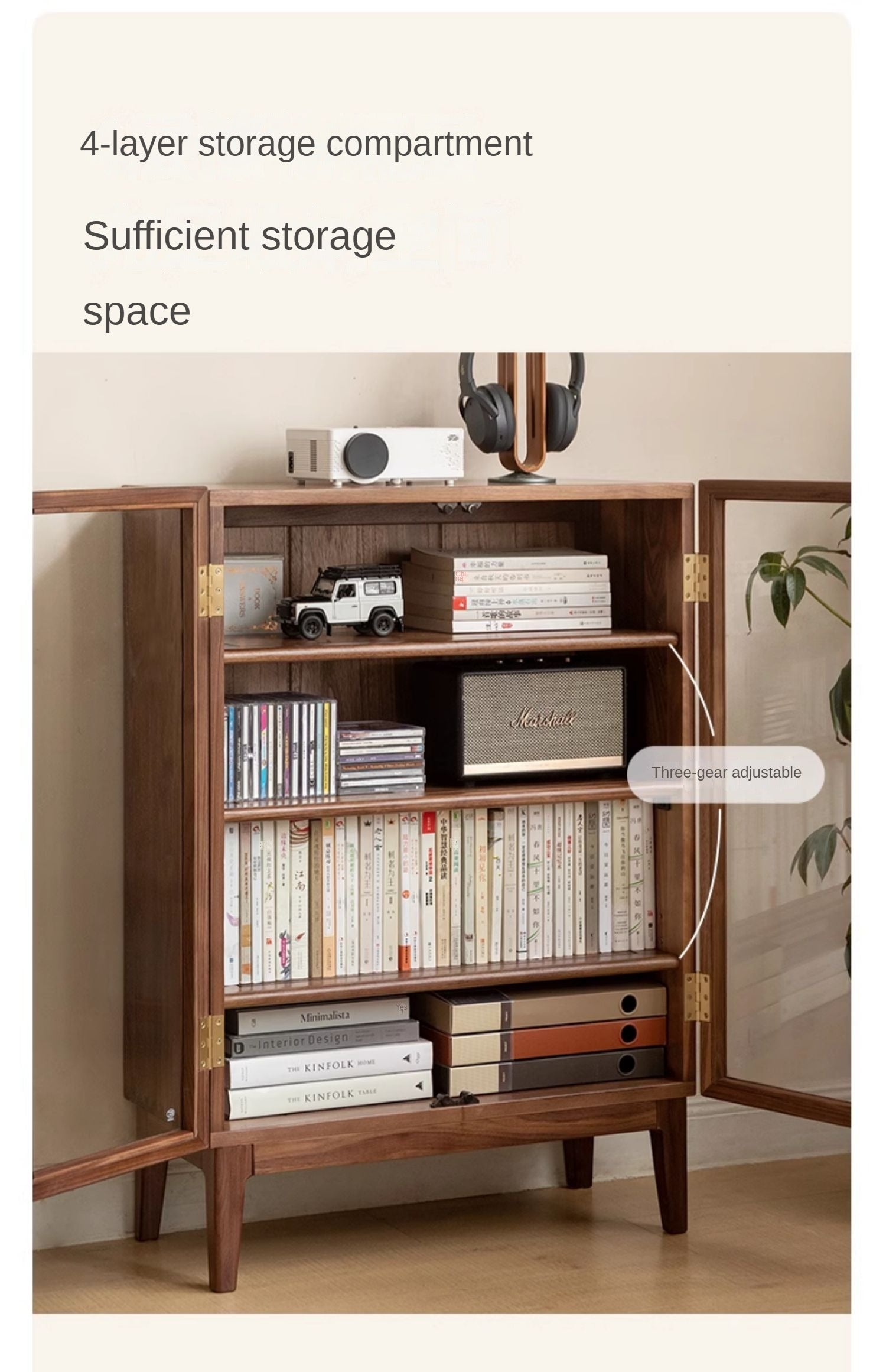 Black Walnut, Ash Solid Wood Dining Sideboard.