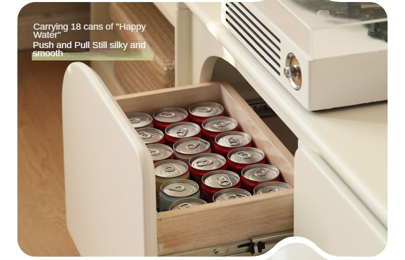 Poplar Solid Wood TV Cabinet Cream Style Floor Cabinet.