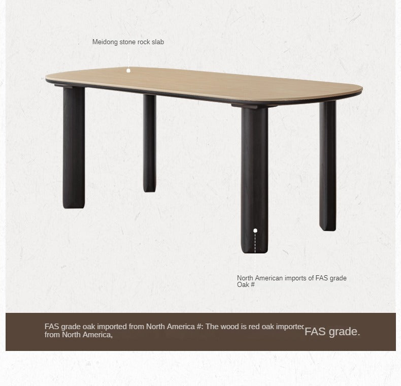 Solid Rubberwood travertine slate Dining Table