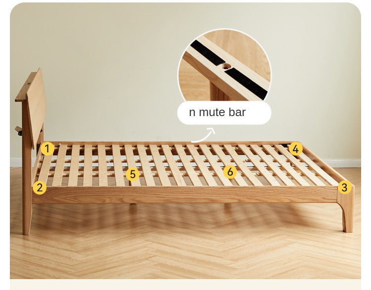 Oak Solid Wood,Rubber Wood Bed Modern Nordic