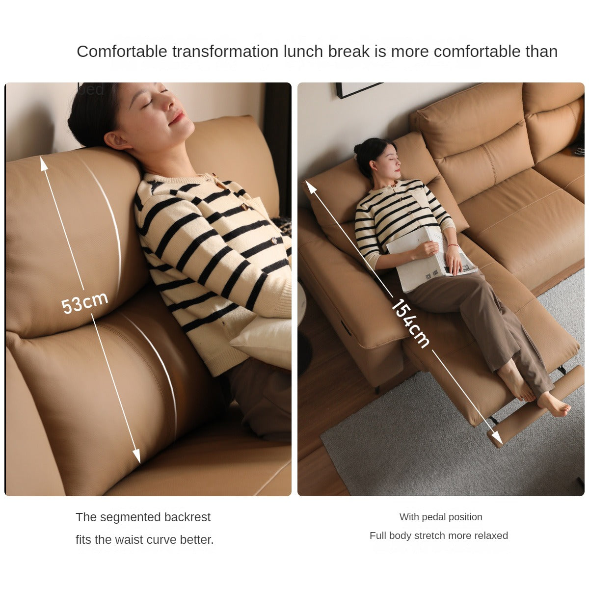 Leather Electric Head Layer Leather Adjustable Function Sofa.