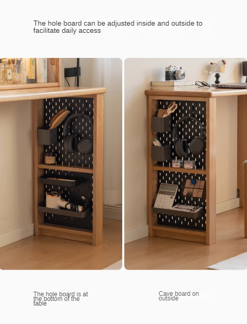 Oak, Ash Solid Wood Modern Telescopic Vanity Table.