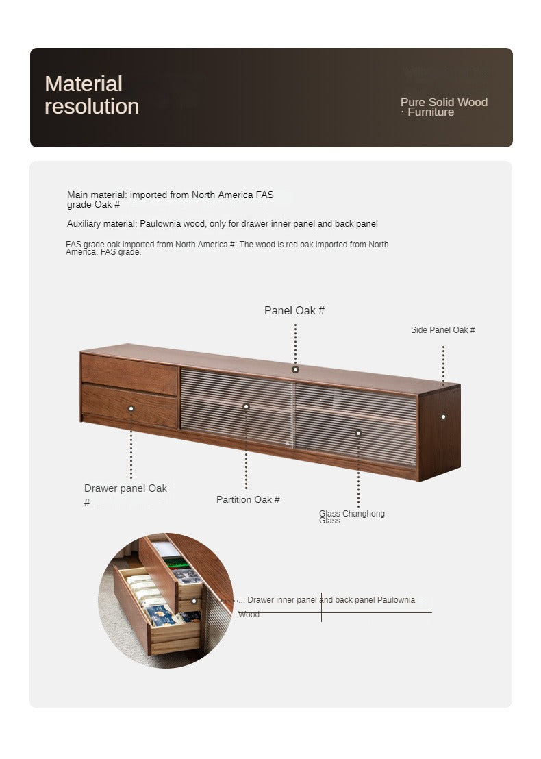 Oak, Solid Rubberwood TV Wall Cabinet.