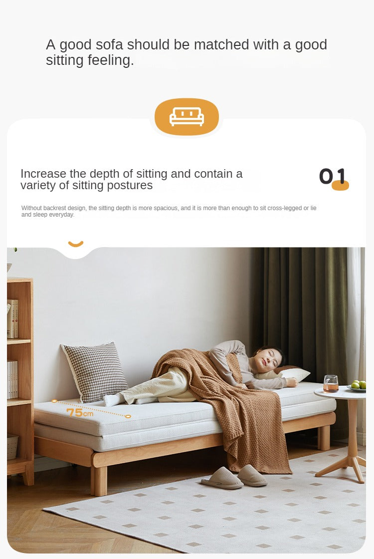 Beech Solid Wood European Folding Dual-use Double Sofa Bed.
