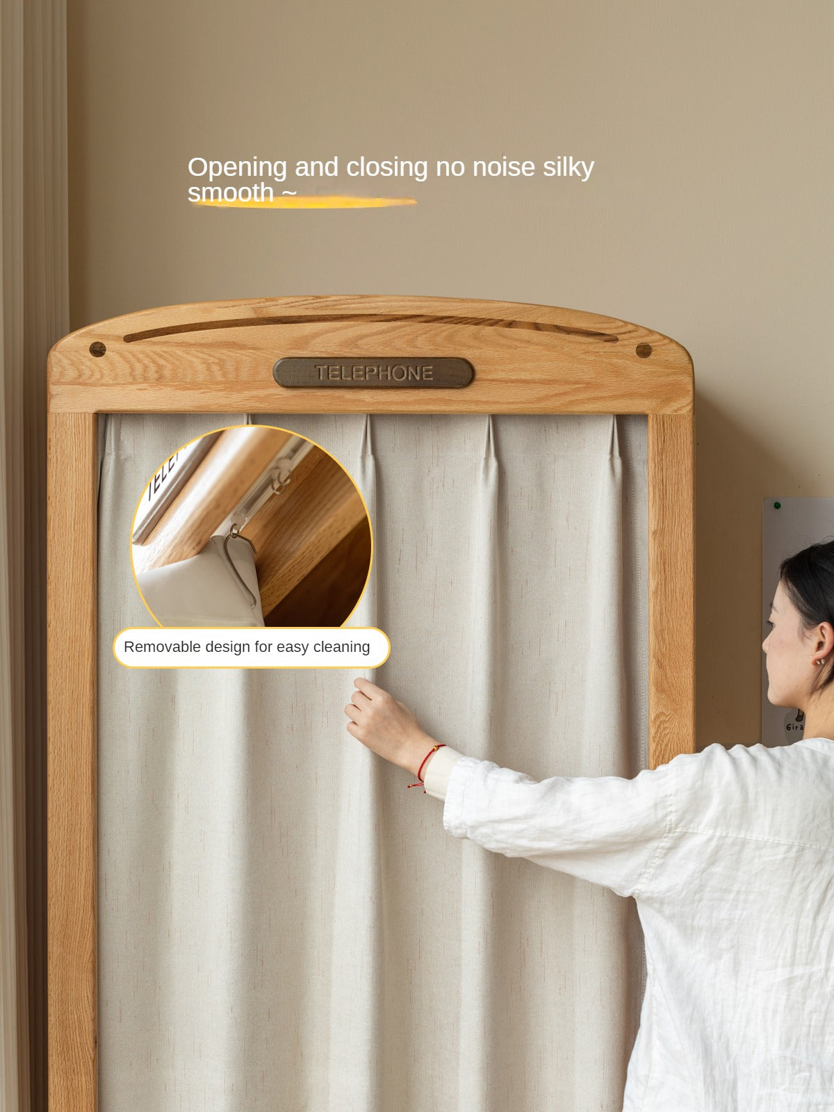 Oak Solid Wood, Solid Rubberwood Kids's Simple Wardrobe