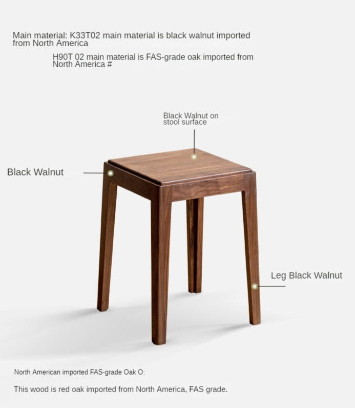 Black Walnut, Oak Solid Wood Foldable Modern Stool