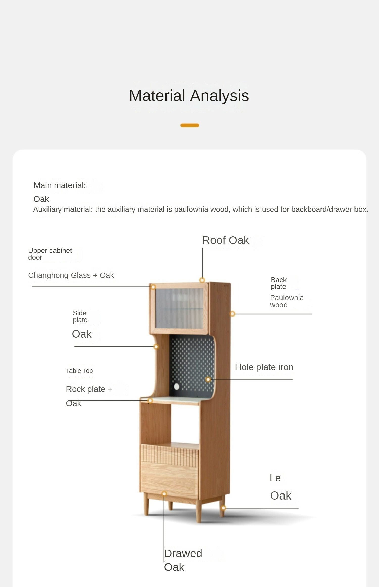 Solid RubberWood, Oak Solid Wood Sideboard Rock Board LED Light